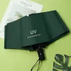 Hengdun fully automatic three-fold UV black vinyl sun umbrella, UV protection, sun protection, all-weather, folding umbrella, solid color, simple commuting, portable sunshade, corporate advertising gift umbrella, can be printed with logo full image